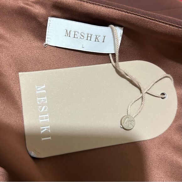 Meshki Letitia Suiting Halter Top With Buckle Wood Brown Minimalist Tank - Picture 12 of 15